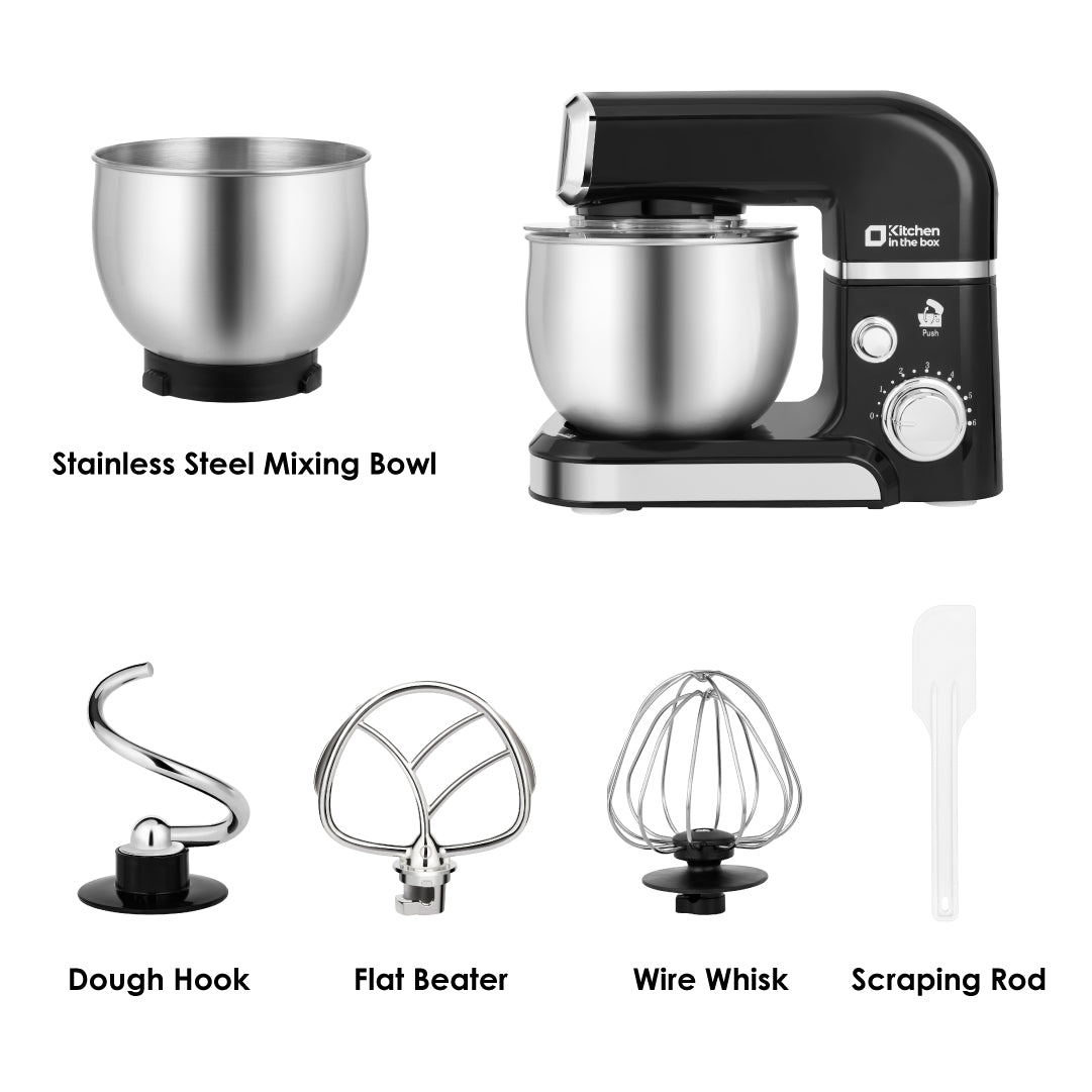 300W Tilt-Head Electric Stand Mixer, 3-in-1 Function, 6 Speeds, 3.2QT Stainless Steel Bowl