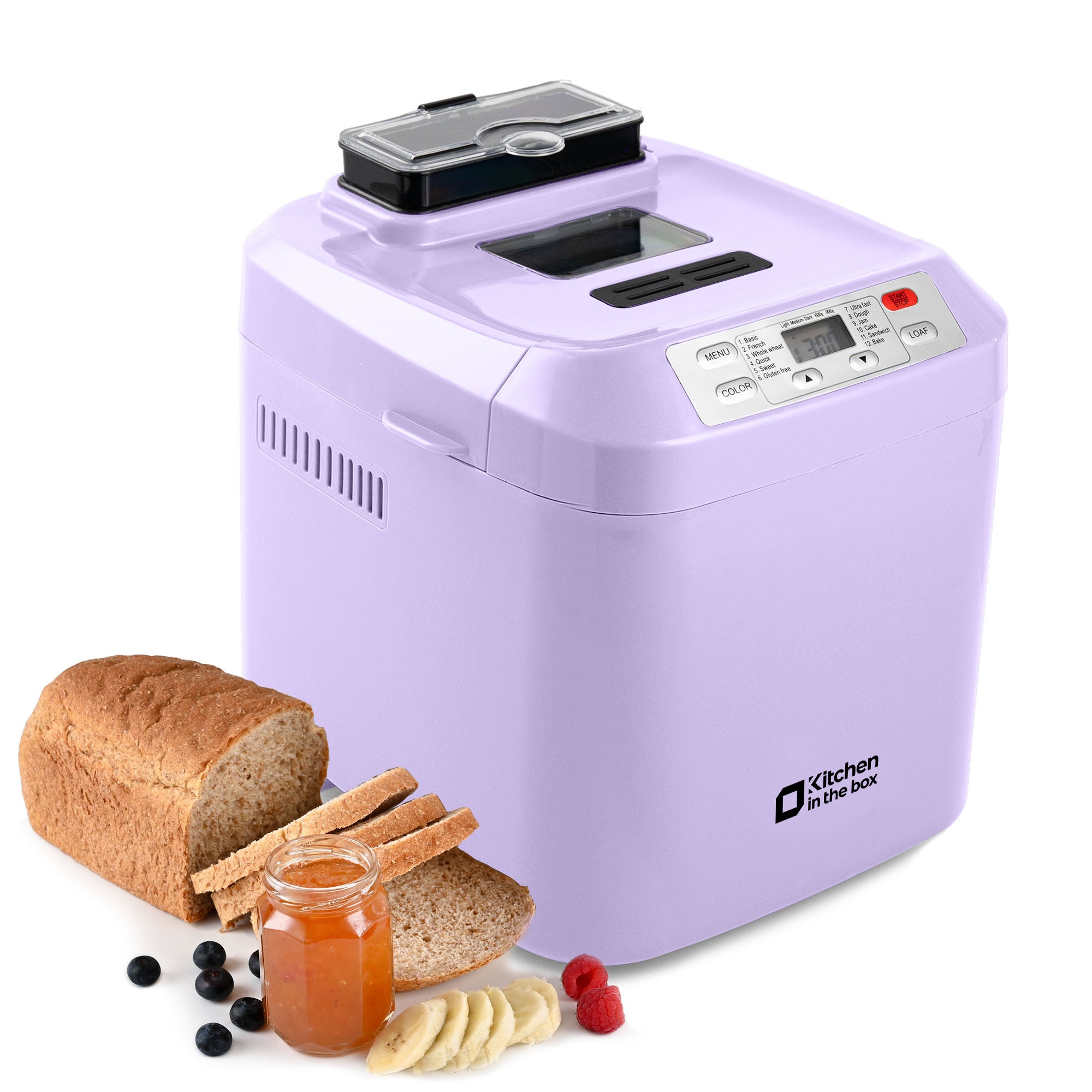 Bread Maker Machine, Auto Fruit Nut Dispenser, 12 Presets, 2LB Capacity, LCD Display, 13 Hour Delay Timer