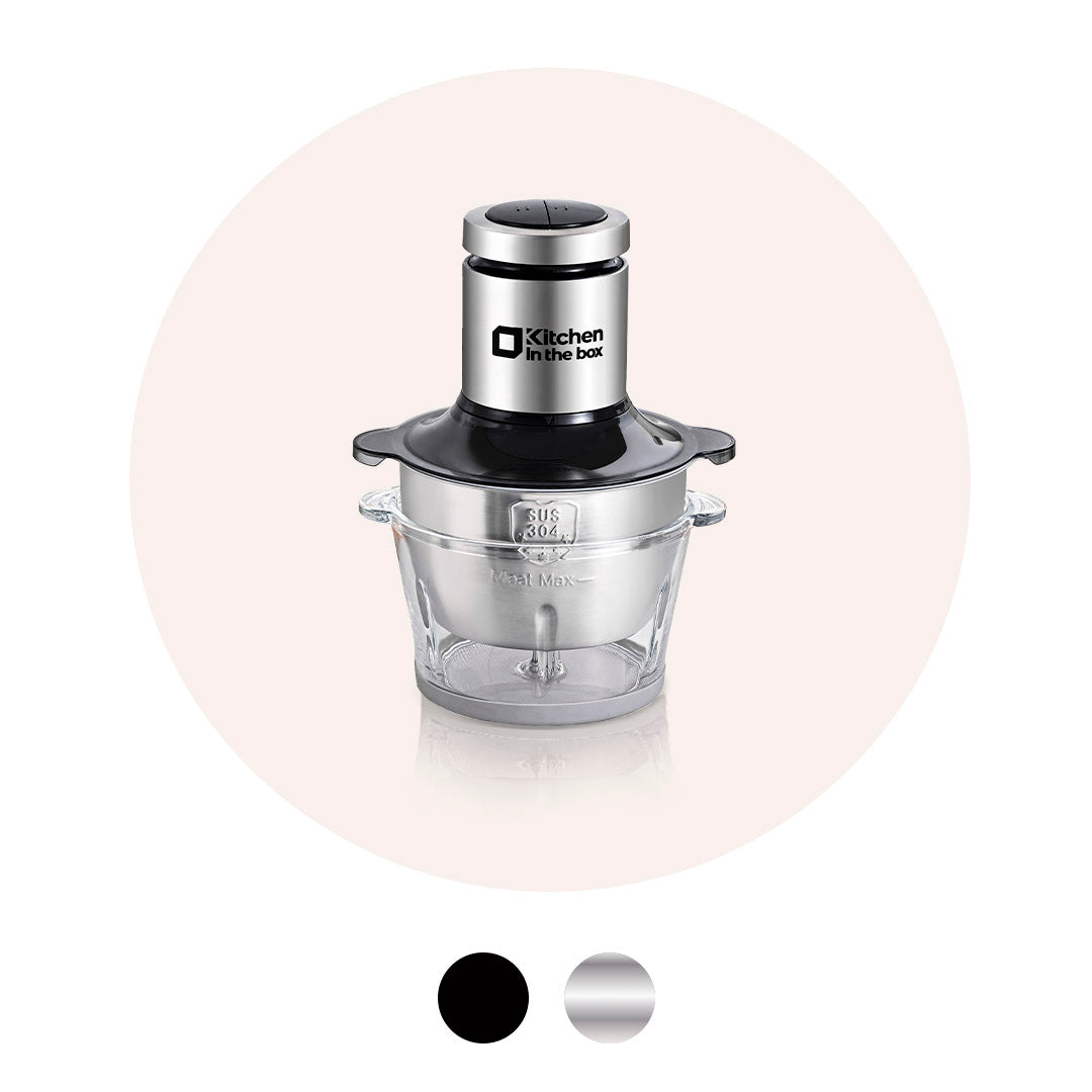 Electric Food Processor, 2-Bowl (8 Cup + 8 Cup) Design, 400W Small Food Chopper with Container, Meat Grinder, Black