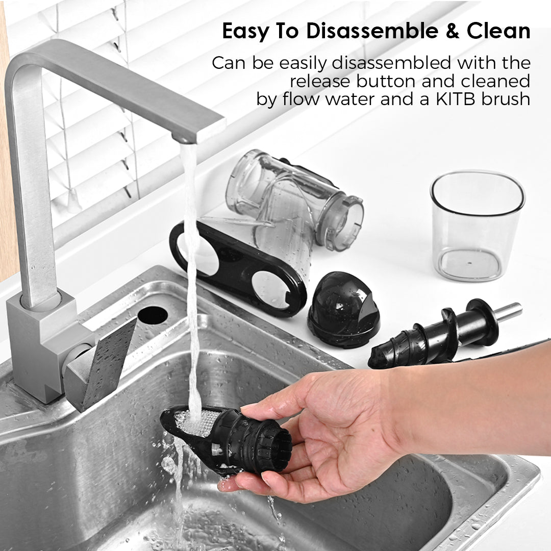 120V Compact Cold Press Juicer Machine, Dual Feed Chute, Quiet DC Motor (<60dB), BPA-Free