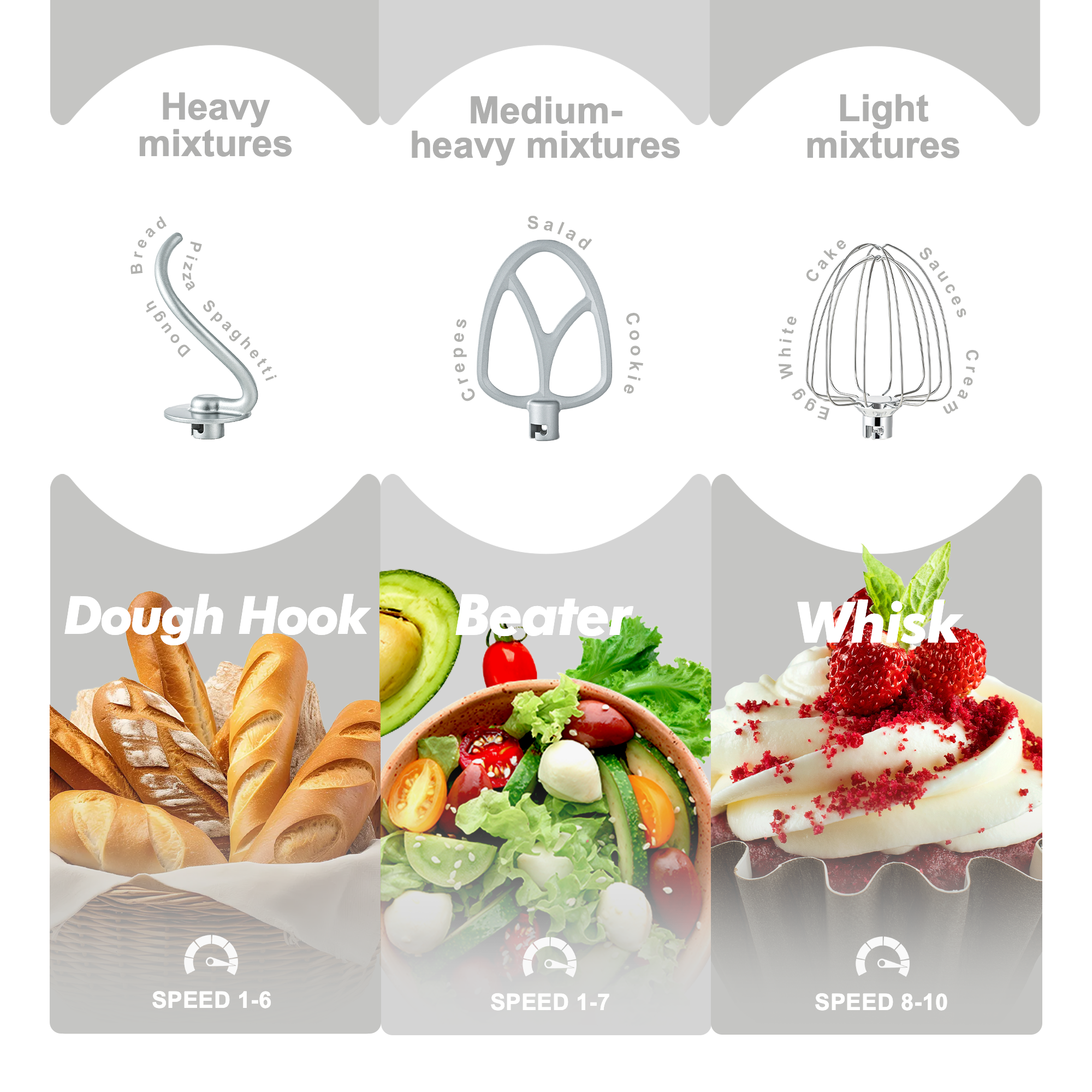 10 Speed Tilt-Head 4.5QT & 5QT Stand Mixer, Matte Food Mixer with Two Bowls, Egg Whisk, Dough Hook & Flat Beater for Daily Use