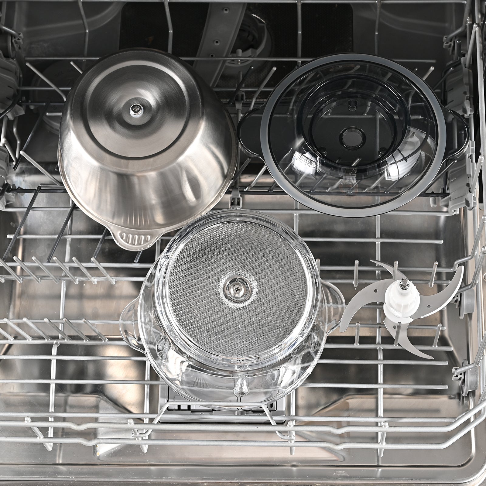 Electric Food Processor, 2-Bowl (8 Cup + 8 Cup) Design, 400W Small Food Chopper with Container, Meat Grinder, Black