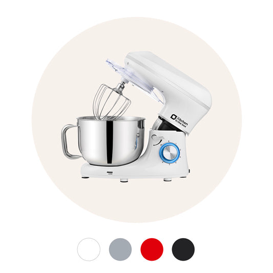 6.5-quart 660W electric kitchen mixer, 6-speed tilt-head food mixer with dough hook, wire whip, and beater, dishwasher safe