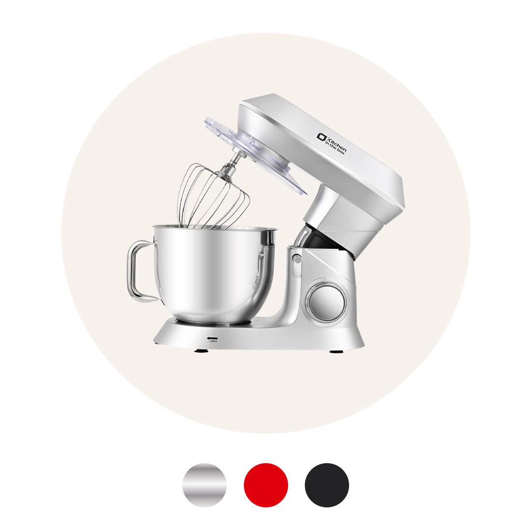 900W 7.5-quart kitchen electric mixer, 6-speed tilt-head food mixer for baking with dough hook, wire whip, and beater