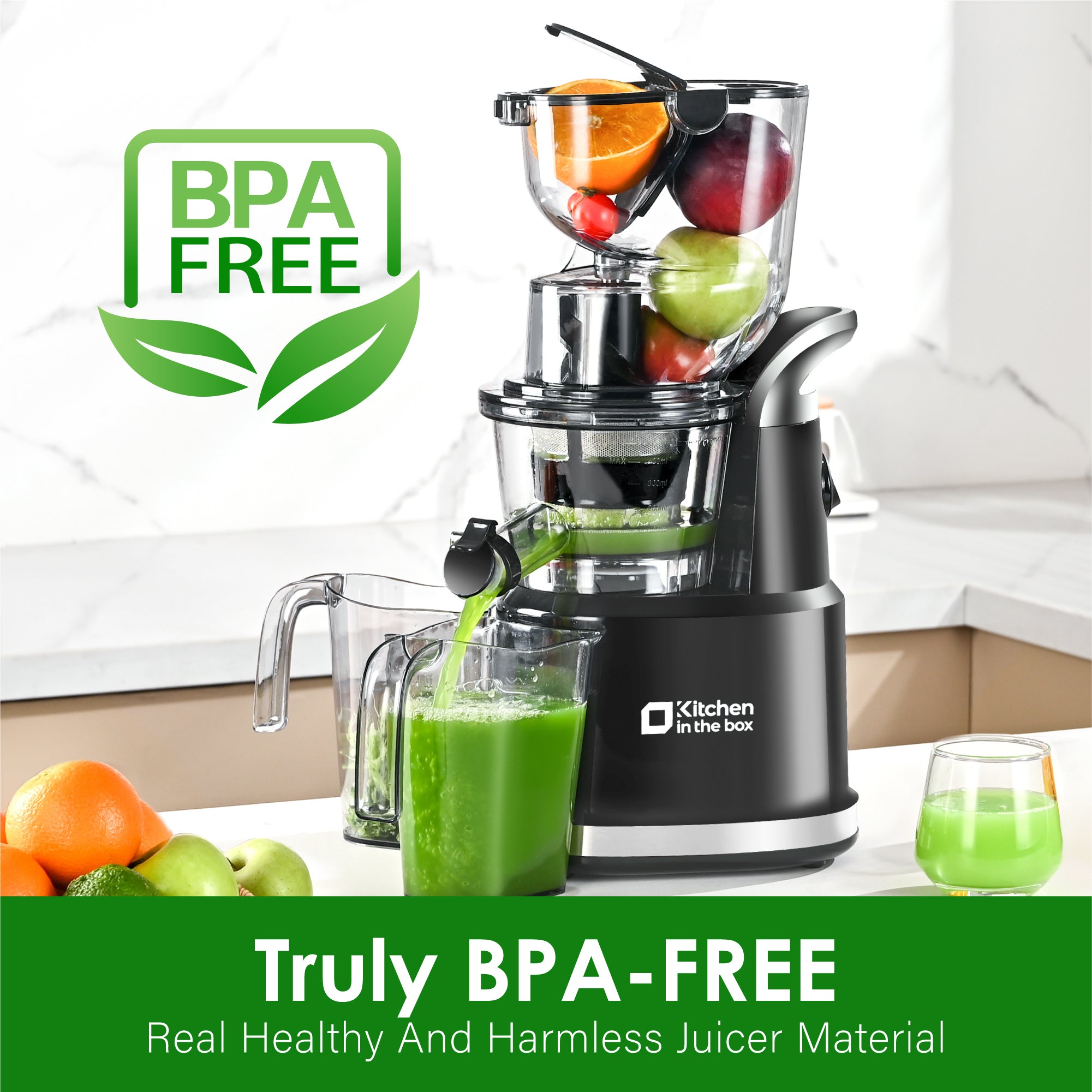Cold Press Juicer, 83mm Wide Chute for Whole Fruits, BPA-Free, High Juice Yield, Slow Masticating, Easy to Clean