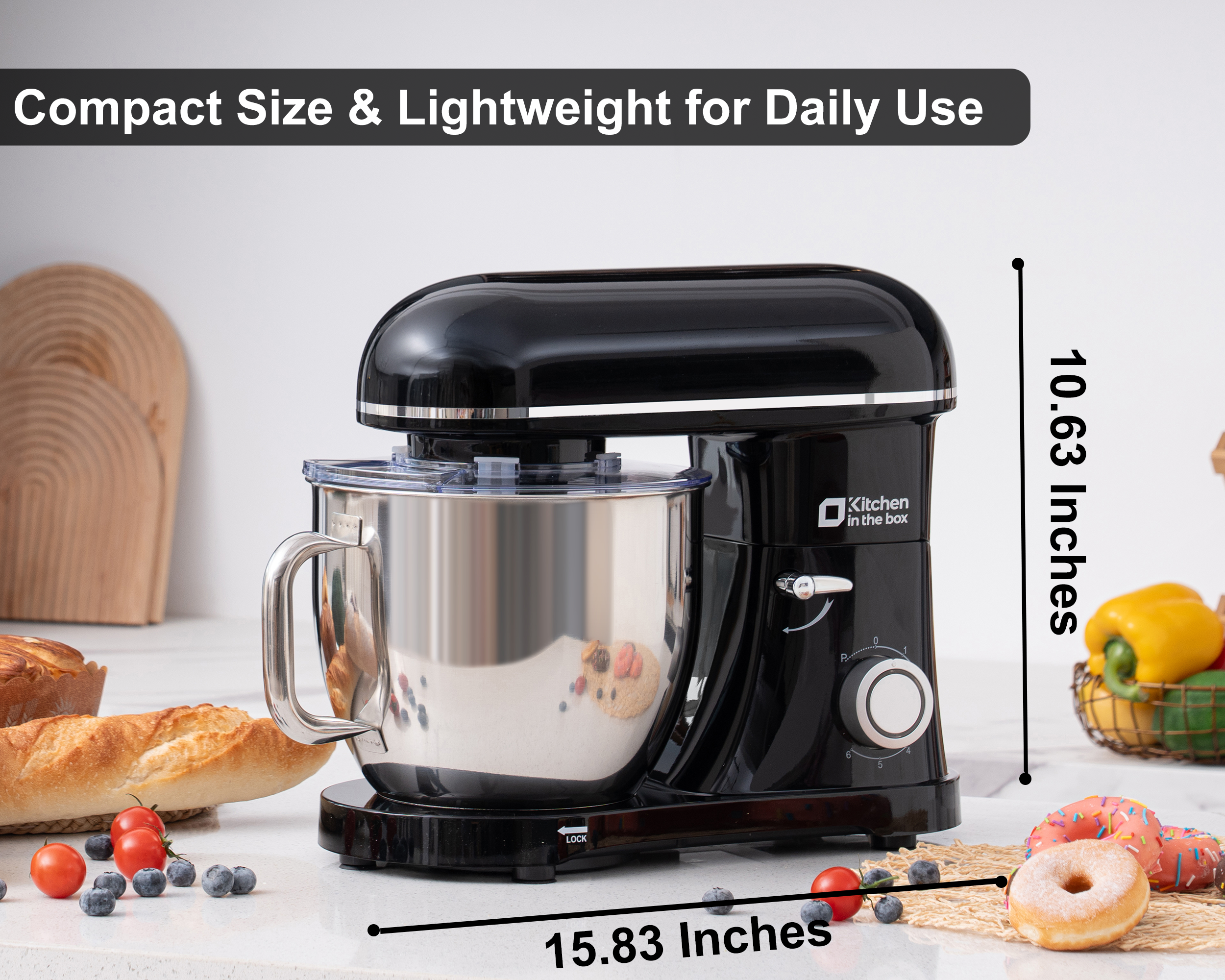 8.5QT Electric Stand Mixer, 900W Power, 6-Speed, Includes Egg Whisk, Dough Hook & Flat Beater, KSM85