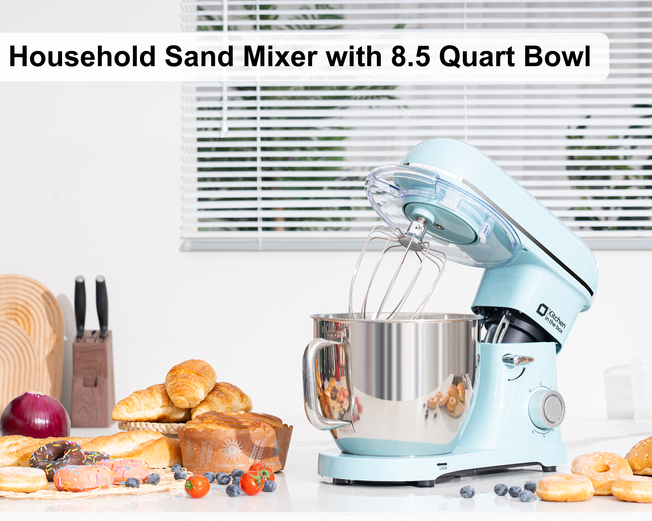 8.5QT Electric Stand Mixer, 900W Power, 6-Speed, Includes Egg Whisk, Dough Hook & Flat Beater, KSM85