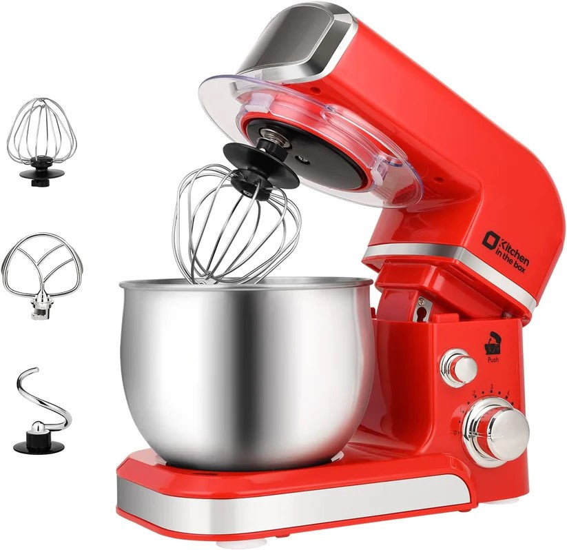 300W Tilt-Head Electric Stand Mixer, 3-in-1 Function, 6 Speeds, 3.2QT Stainless Steel Bowl