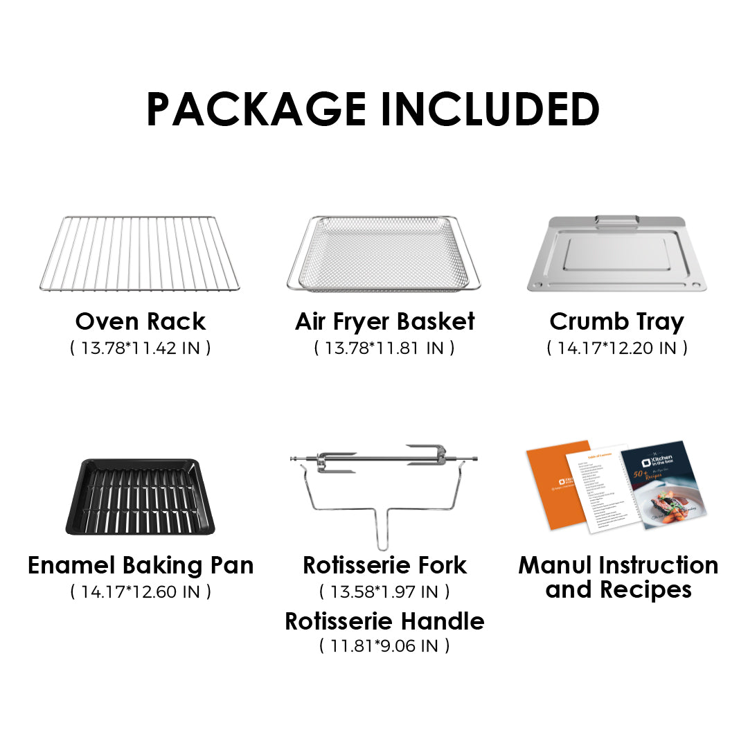 Air Fryer Toaster Oven Combo, 1800W, 32QT Large Capacity, 18-in-1 Smart Air Fryer Oven, 6 Accessories Included