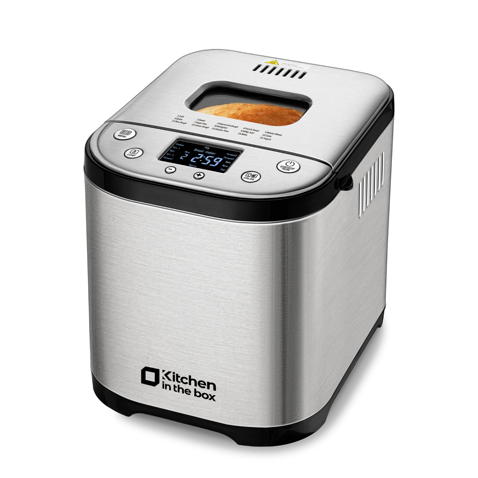 Bread Maker Machine, 15-in-1 Automatic Functions, 2lb Capacity, LCD Screen