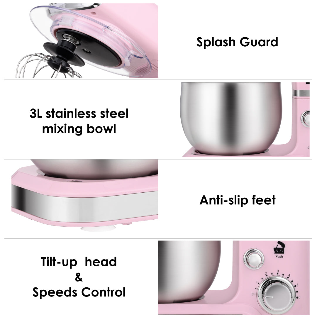 3.2 Qt Low Power Tilt-Head 6- speed Stand Mixer PINK & Other Color opt –  Kitchen in the box