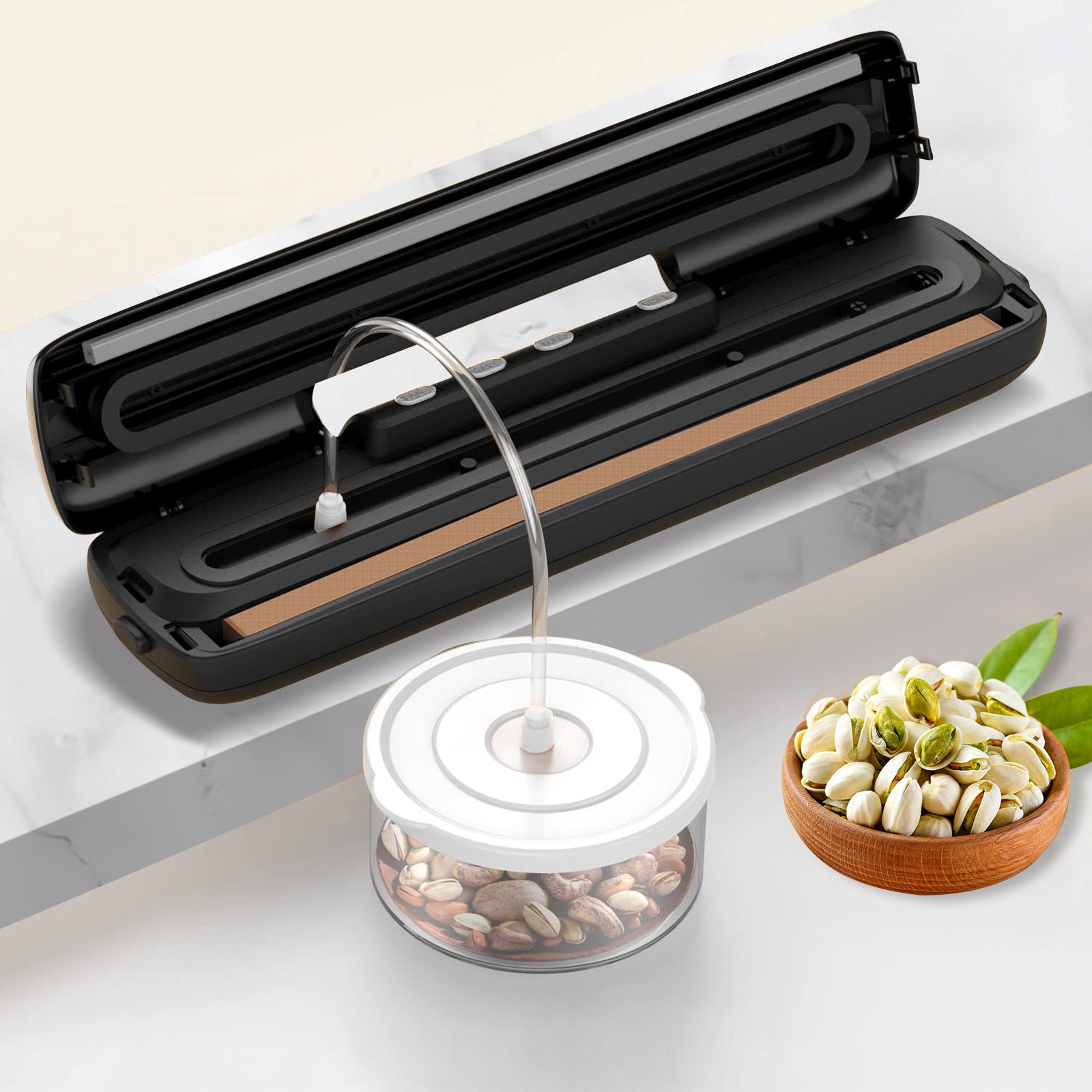Food Vacuum Sealer, 135W Fast Sealing, Versatile 5 Modes, Overheat Protection System, Includes 15Pcs Vacuum Seal Bags