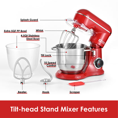 4.5QT+5QT Nesting Bowls and 10 Speed Tilt-Head Stand Mixer & Color options  (Refurbished)