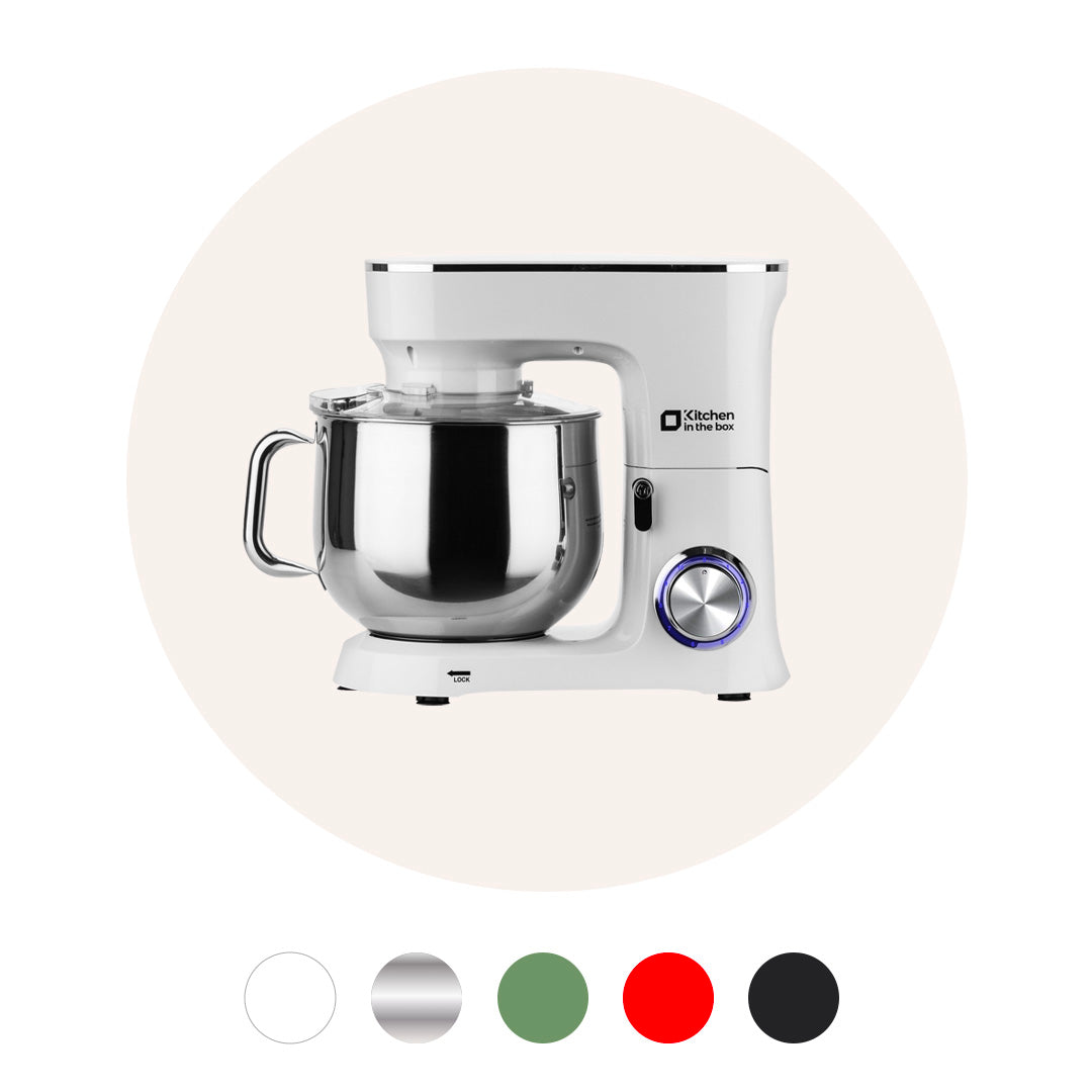 900W 8.5-quart kitchen electric mixer, 10-speed tilt-head food mixer with dough hook, wire whip, flat beater, and splash guard