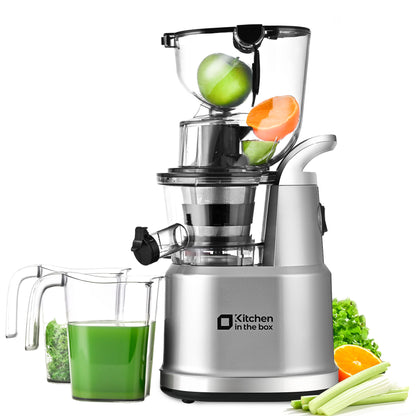 Cold Press Juicer Machines, Slow Masticating Juicer With 83mm Big Wide Chute for Whole Fruits and Vegetables, BPA-Free，High Juice Yield Juice Extractor Maker , Easy to Clean