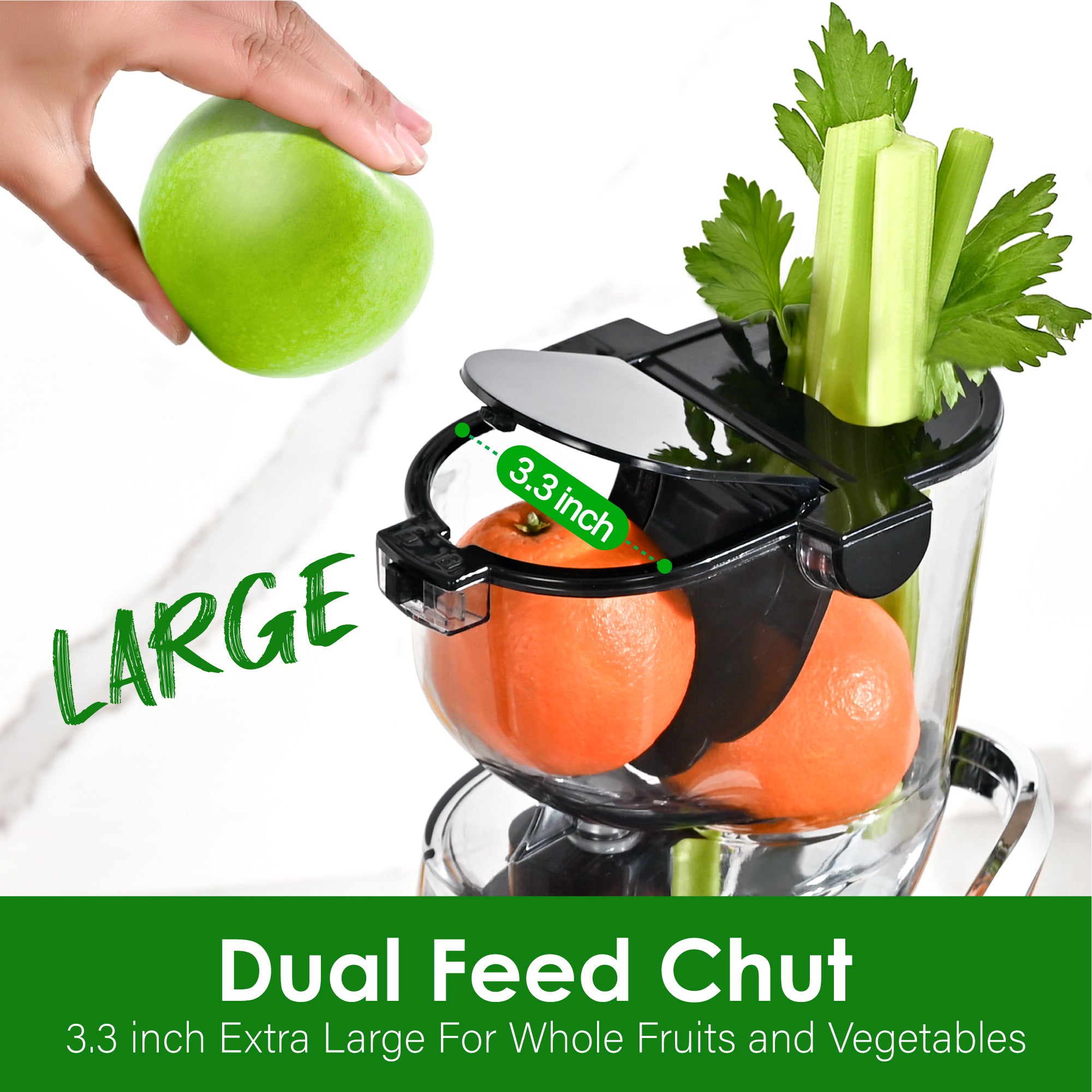 Cold Press Juicer, 83mm Wide Chute for Whole Fruits, BPA-Free, High Juice Yield, Slow Masticating, Easy to Clean