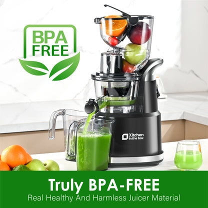 Cold Press Juicer Machines, Slow Masticating Juicer With 83mm Big Wide Chute for Whole Fruits and Vegetables, BPA-Free，High Juice Yield Juice Extractor Maker , Easy to Clean - NEW