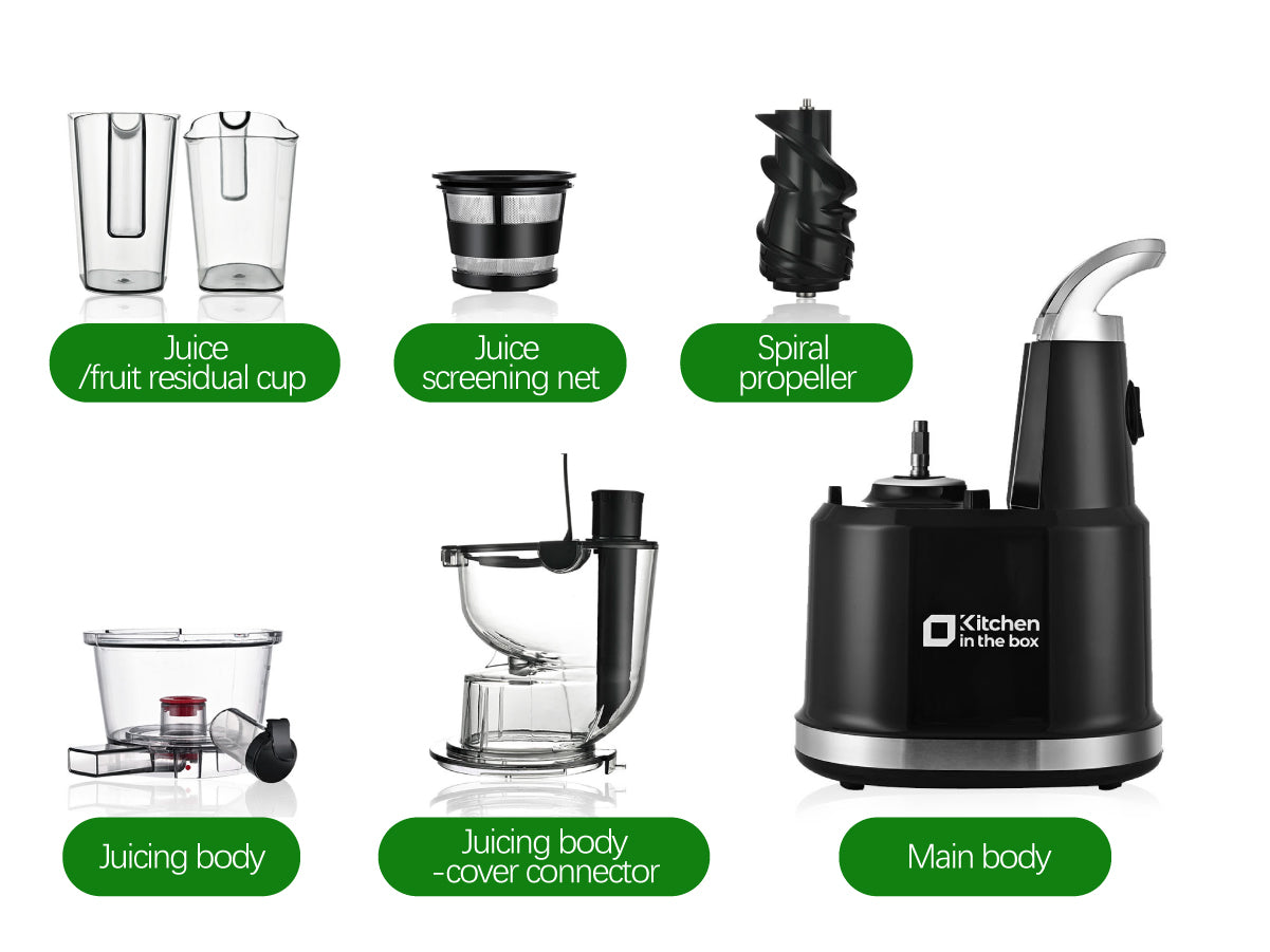 Cold Press Juicer Machines, Slow Masticating Juicer With 83mm Big Wide Chute for Whole Fruits and Vegetables, BPA-Free，High Juice Yield Juice Extractor Maker , Easy to Clean