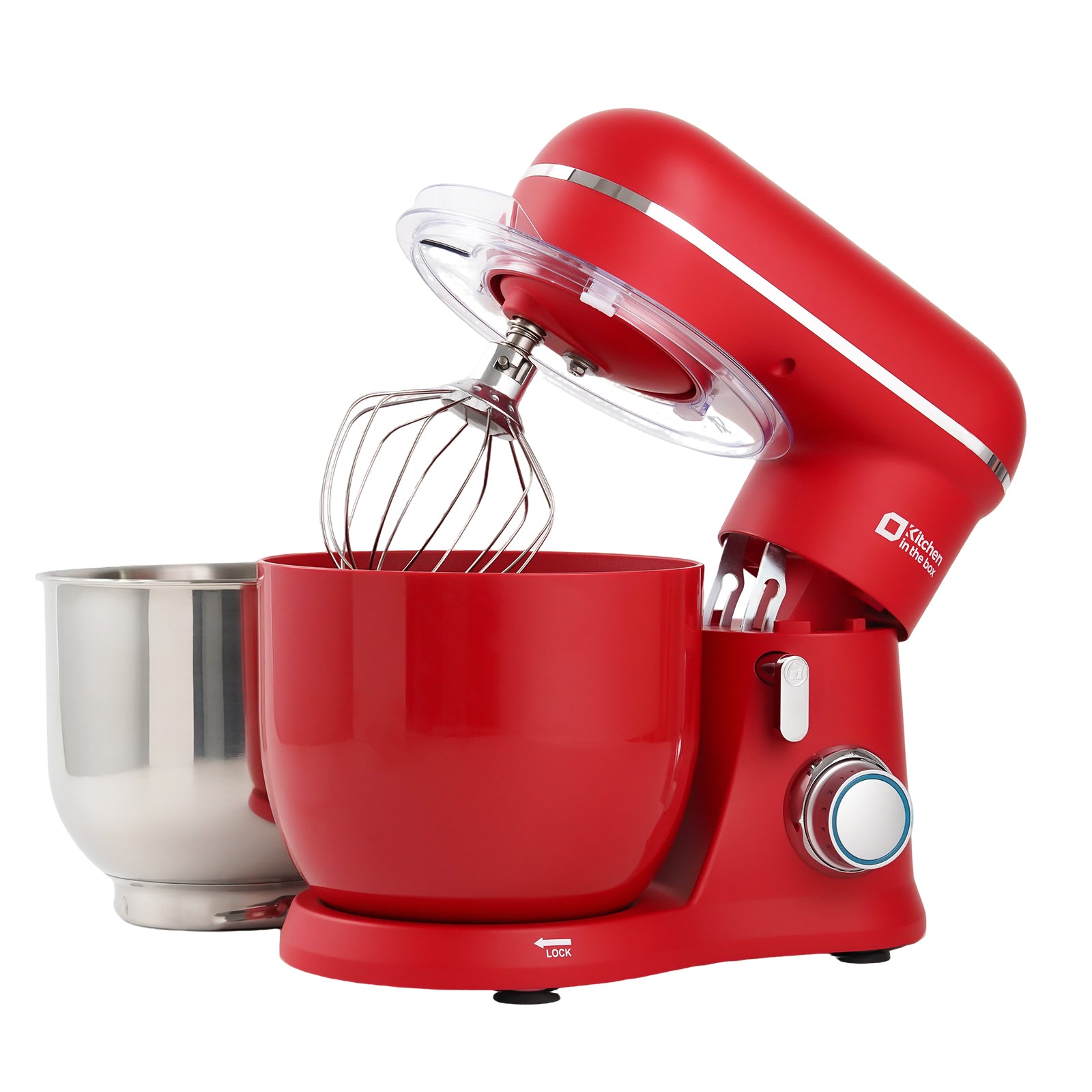 Matte Red 3.5-quart kitchen electric mixer with matte finish, two bowls, 10-speed