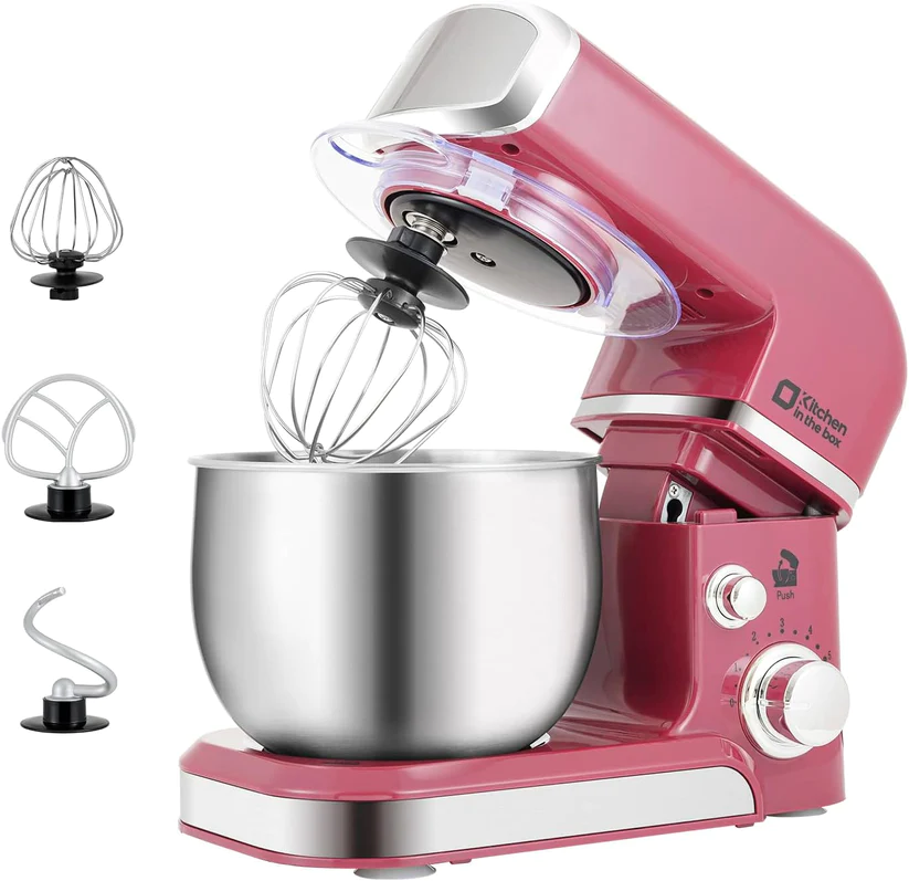Kitchen in the box Stand Mixer,3.2Qt Small Electric Food Mixer,6 Speeds  Portable Lightweight Kitchen Mixer for Daily Use with Egg Whisk,Dough  Hook,Flat Beater (Black) MSRP $79.99 Auction